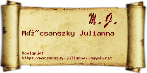 Mácsanszky Julianna névjegykártya